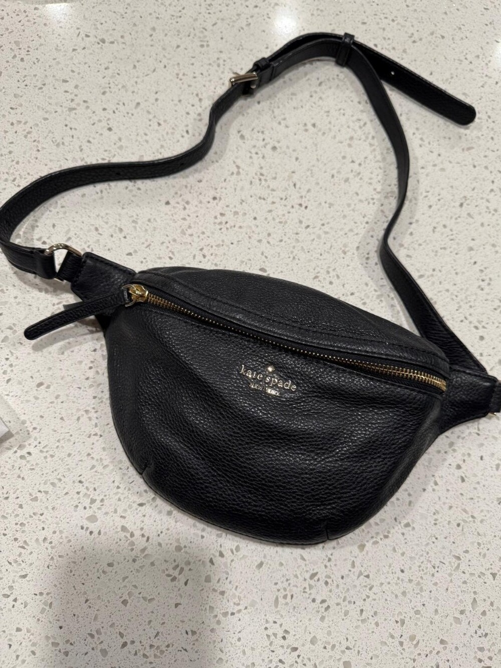 kate spade Black Pebbled Leather Crossbody Belt Bag with Gold Hardware - Picture 2 of 4